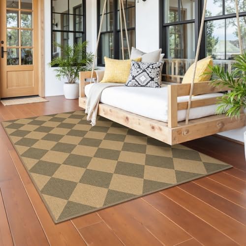 Lessymo Checkered Entryway Rug 3x5, Easy Jute Washable Rugs - Image 6