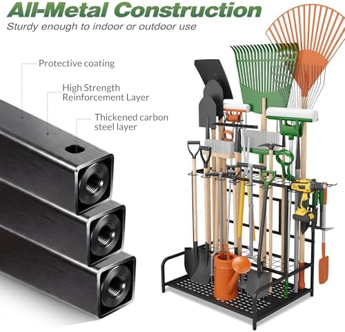 Sttoraboks Garden Tool Organizer Rack Up to 39 Tools, Heavy-Duty Steel Yard - Image 5