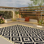 SAND MINE Reversible Mats with Led Strip Lights, Plastic Straw Rug, Modern Area by SANDMIND