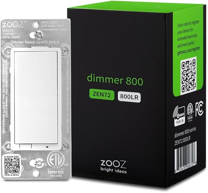 Zooz 800 Series Z-Wave Long Range Dimmer Switch ZEN72 800LR by ZOOZ