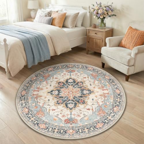 RELEANY Washable Area Rug, Round 4ft by RELEANY