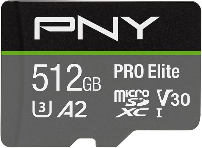 PNY P-SDUX512U3100PRO-GE 512GB PRO Elite Class 10 U3 V30 microSDXC Flash Memory by PNY