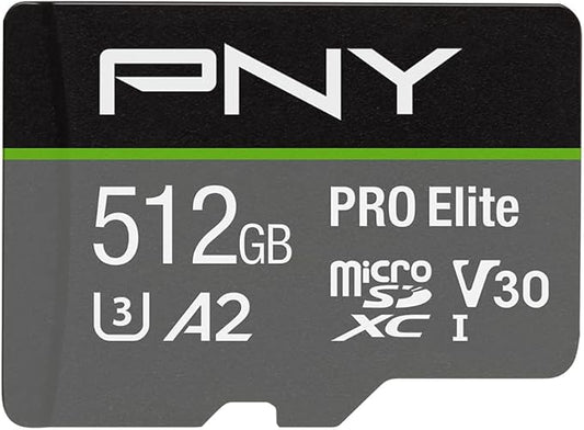 PNY P-SDUX512U3100PRO-GE 512GB PRO Elite Class 10 U3 V30 microSDXC Flash Memory by PNY