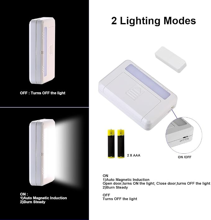 4 Pack Cordless Cabinet Lights, Door Open Activated Sensor Automatic Turn On - Image 8