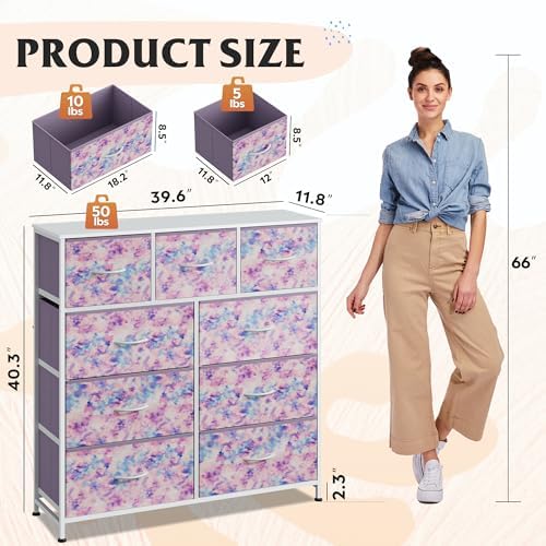 WLIVE Tall Dresser for Bedroom, 9 Drawer Chest of Drawers - Image 3