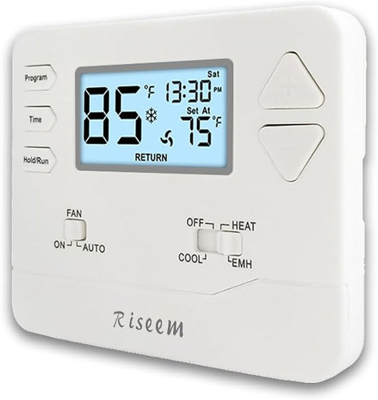 Thermostat for Heat Pump, Programmable Thermostat for House, Single-Stage by Riseem