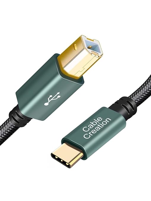 CableCreation USB B to C 6.6 FT Printer Cable, MIDI Cable, Nylon Braided USB-B by CableCreation