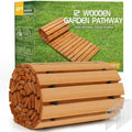 RELIANCER 12' Wooden Garden Pathway, Weather-Resistant Roll Out Cedar Walkway by RELIANCER