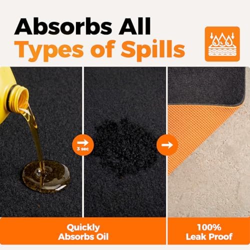 Heavy-Duty Garage Floor Mat, 1/4" Thick Absorbent Oil Spill Mat - Image 5