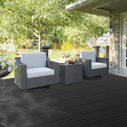 Neoaider 44PCS Plastic Interlocking Decking Tiles 12" x 12", Dark Grey - Image 2