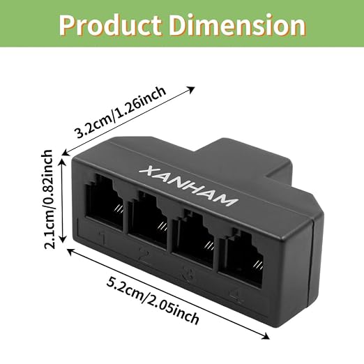 RJ11 Cable 4 Way Splitter 6P4C Connector Phone Line Cord Adapter - Image 3