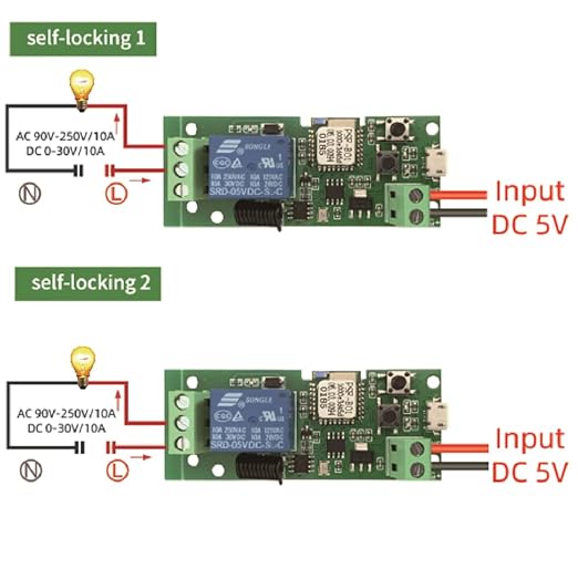 Updated WiFi Wireless Smart Switch Inching Self-Locking Relay Module, Set - Image 3
