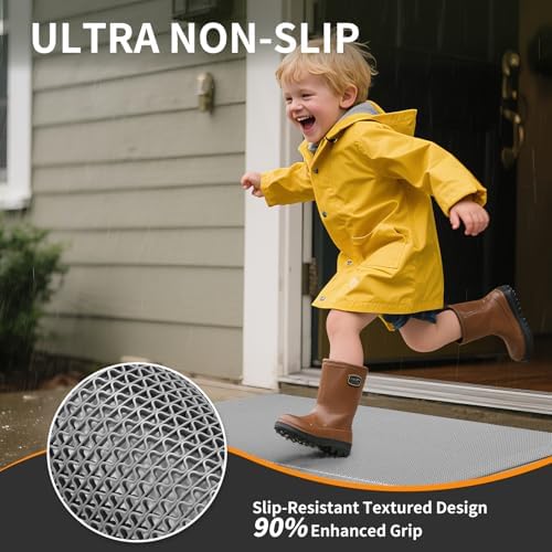 Front Door Mat Outside Entrance Drainage Doormat Grey 20"x31" - Image 4