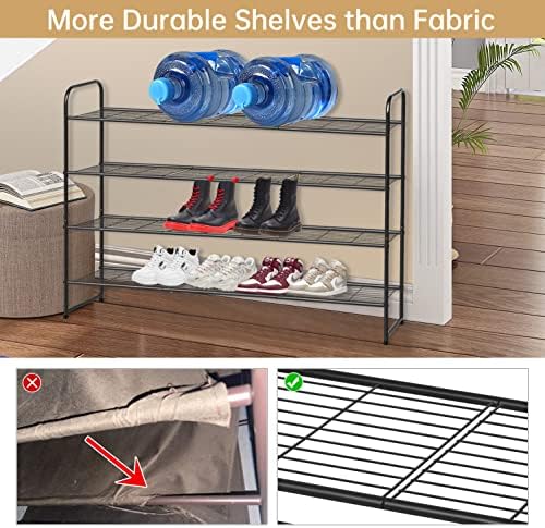 KEETDY 4-Tier Long Shoe Rack for Closet Metal Shoe Organizer for Entryway - Image 4