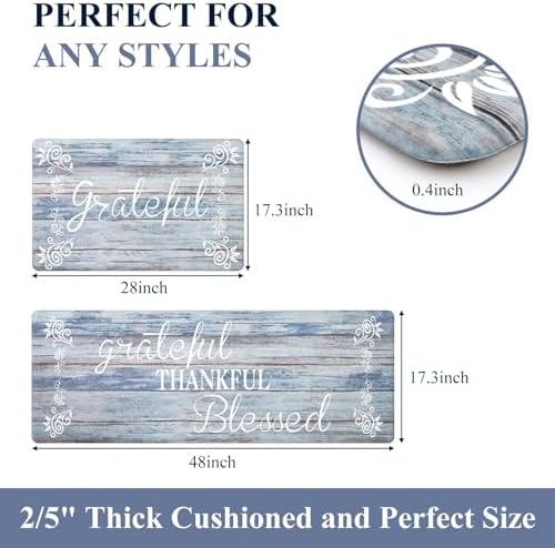 HEBE Anti Fatigue Kitchen Mat Set of 2, Cushioned Kitchen Mats - Image 2
