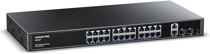 24 Port Gigabit PoE Switch, AUMOX PRO 28 Port PoE by AUMOXPRO