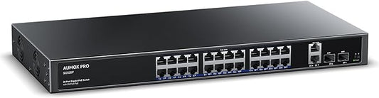 24 Port Gigabit PoE Switch, AUMOX PRO 28 Port PoE by AUMOXPRO