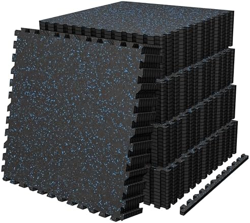 AIRHOP 0.56in Thick 192 Sq Ft Exercise Equipment Mats, 48 Tiles Upgraded Rubber by Airhop
