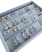 Premium Quality Grey Velvet Stackable Organizer Tray Earrings Jewelry Storage - Image 6