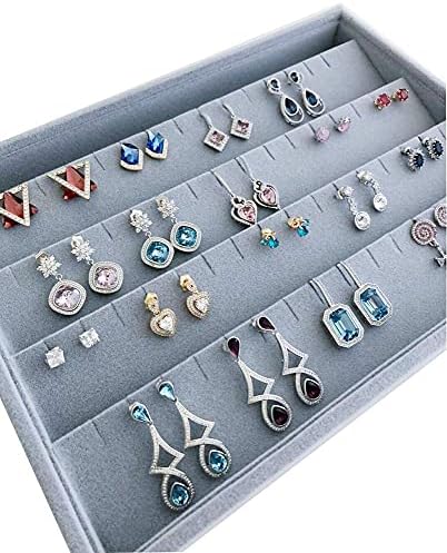 Premium Quality Grey Velvet Stackable Organizer Tray Earrings Jewelry Storage - Image 6