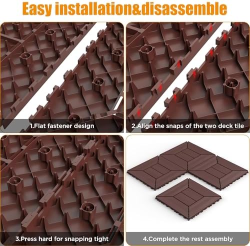 44 Pack Interlocking Deck Tiles, All-Weather Outdoor Deck Tiles - Image 4