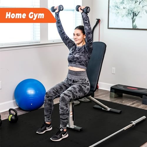 SUPERJARE 0.4'' Thick 12 Pcs 48 Sq Ft Rubber Top Exercise Equipment Mats - Image 2