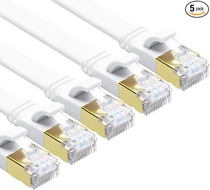 Yauhody CAT 8 Ethernet Cable, 1.5ft 5 Pack High Speed 40Gbps 2000MHz SFTP Flat by Yauhody