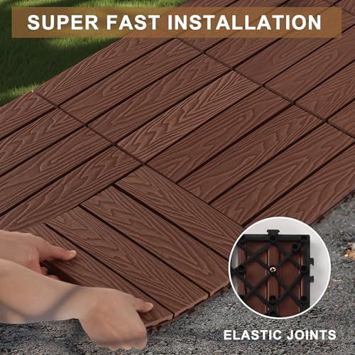 Composite Interlocking Deck Tiles Outdoor, Wood Grain Outdoor Deck Tiles - Image 2