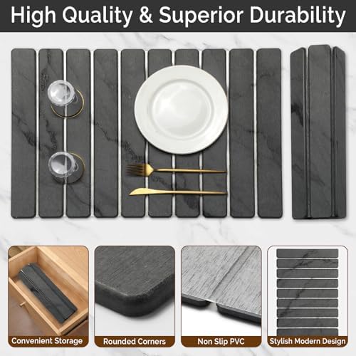 Large Stone Dish Drying Mat for Kitchen Counter, Quick Dry Stone Dishes Mats - Image 4