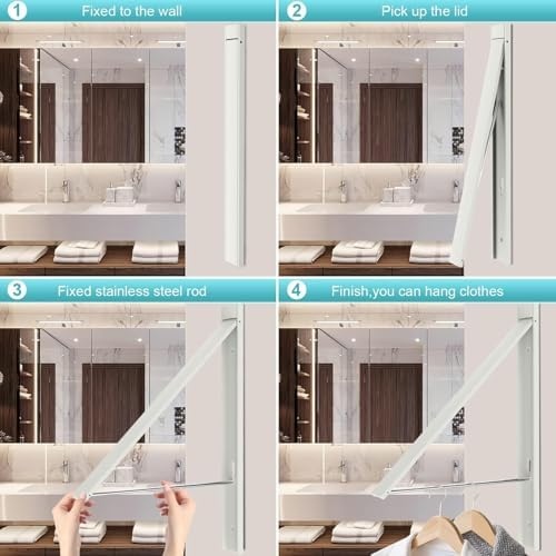 Foldable Wall Mount Drying Rack, Space Saving White - Image 5