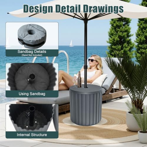 LZRS Patio Side Table, 2-in-1 Patio Umbrella Side Table - Image 4