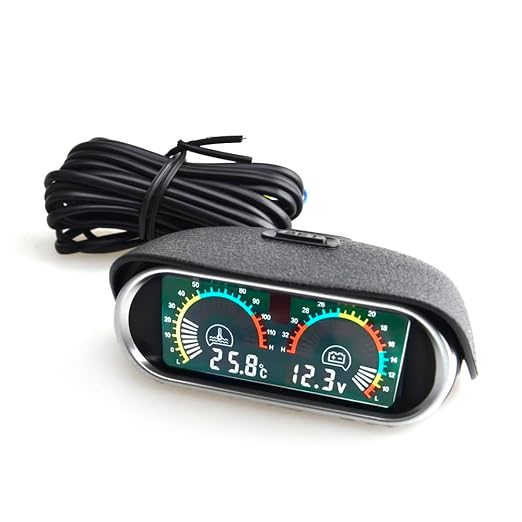 2-in-1 Auto Car LCD Meter Digital Voltage Water Temperature Fuel Gauge by ZHSYMX