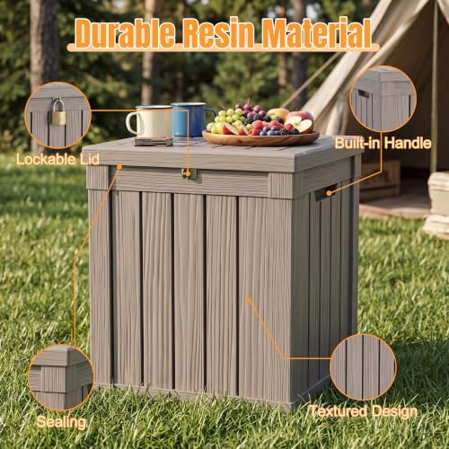 Outdoor Storage Box, 70 Gallon Waterproof Resin Patio Deck Box - Image 3