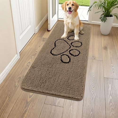 Smiry Dog Door Mat for Muddy Paws, Absorbent Non Slip Dirt Trapper by Smiry