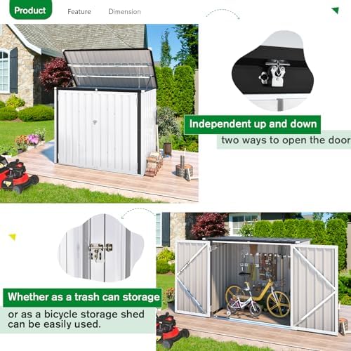 AECOJOY Outdoor Trash Can Storage Shed, 46 Cu.Ft Metal Garbage Bin Enclosure - Image 5