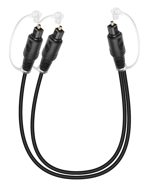 Digital Optical Audio Splitter 1 in 2 Out, Toslink Fiber Optic 1 Male to 2 Male by RIIEYOCA