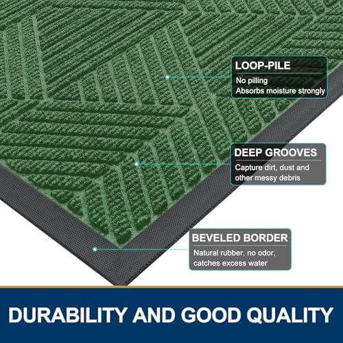 Smiry Front Door Mat Outside Entrance, Low Profile Rubber Doormat - Image 4
