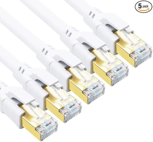 Yauhody CAT 8 Ethernet Cable, 10ft 5 Pack Ultra High Speed 40Gbps 2000MHz SFTP by Yauhody