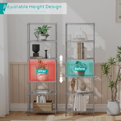 SINGAYE 6 Metal Shelves Wire Shelving Storage Shelf Adjustable Unit Pantry - Image 3
