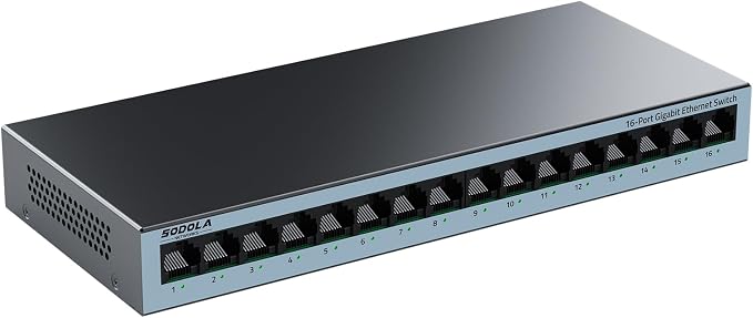 【Upgrade】 SODOLA 16 Port Gigabit Ethernet Switch, Plug & Play, Shielded Ports by SODOLAPoENETWORKS