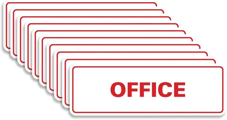 Signs ByLITA Standard Office Sign - Professional Business Signage - Easy to Install (White/Red) - Large 10 Pack