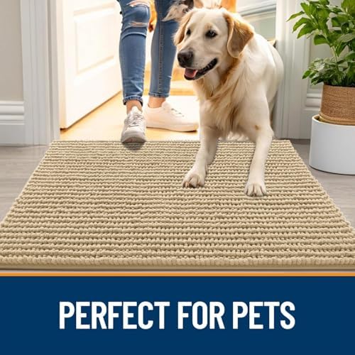 OLANLY Dog Door Mat for Muddy Paws 48x30, Extra Absorbent Chenille Mud Mat - Image 6