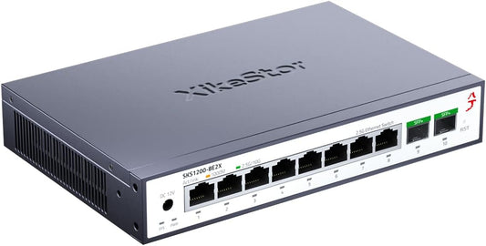 10 Port 2.5G Unmanaged Ethernet Switch, 2x10G SFP+, 8×2.5 RJ45 Gigabit Network by XikeStor