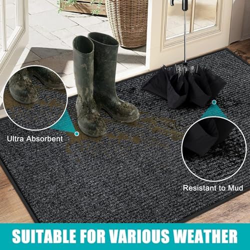 Azadx 3'x4' Front Door Mat Heavy Duty Indoor Outdoor Door Mat Non-Slip - Image 3