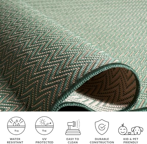 SAFAVIEH Courtyard Outdoor Area Rug 9'x12', Dark Green & Beige CY8022-32221 - Image 6