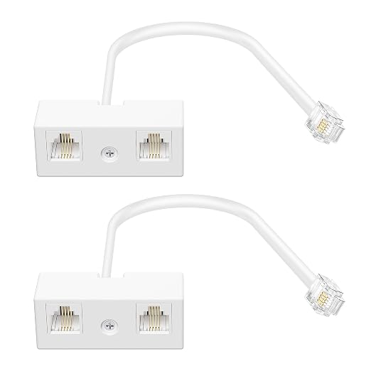 Uvital RJ11 Duplex Wall Jack Adapter Dual Phone Line Splitter, Two Way by Uvital
