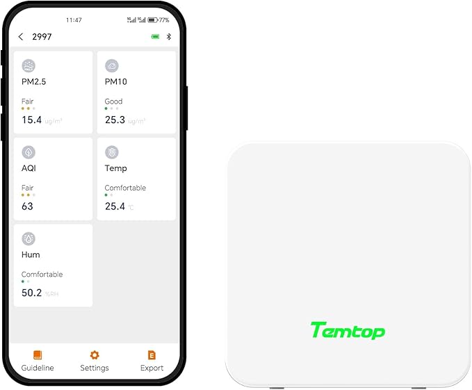 Temtop P1 Air Quality Monitor, PM2.5/PM10/Temperature/Humidity Sensor by Temtop