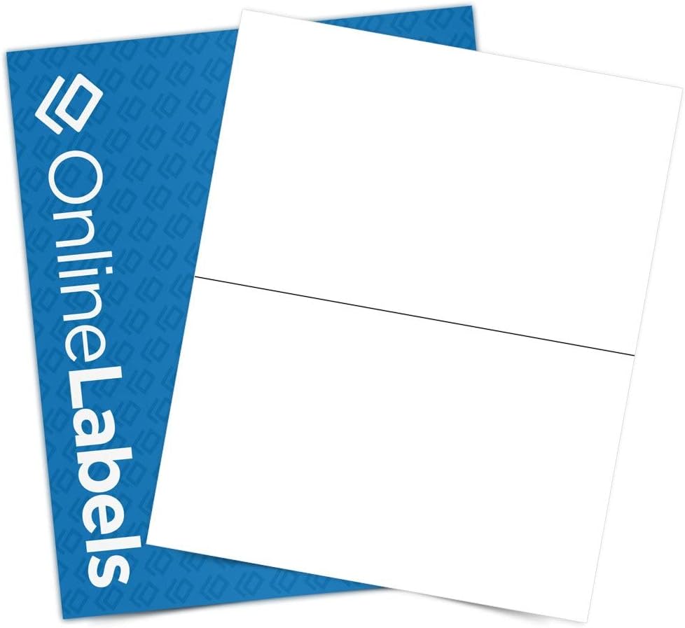 8.5 x 5.5 Half-Sheet Shipping Labels - Permanent, White Matte - for FBA, FedEx, UPS - Pack of 2,000 Labels, 1,000 Sheets - Inkjet/Laser Printers - Online Labels