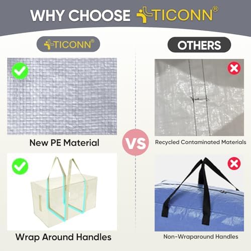 TICONN 8 Pack Extra Large Moving Bags Heavy Duty - Image 4