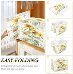 Bolaz Storage Bins with Lids and Handles, Sunflower Stamp Storage Box Basket - Image 4